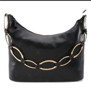 Vintage Gucci Heavy Chain Black Leather Shoulder Bag from Saks Fifth Avenue